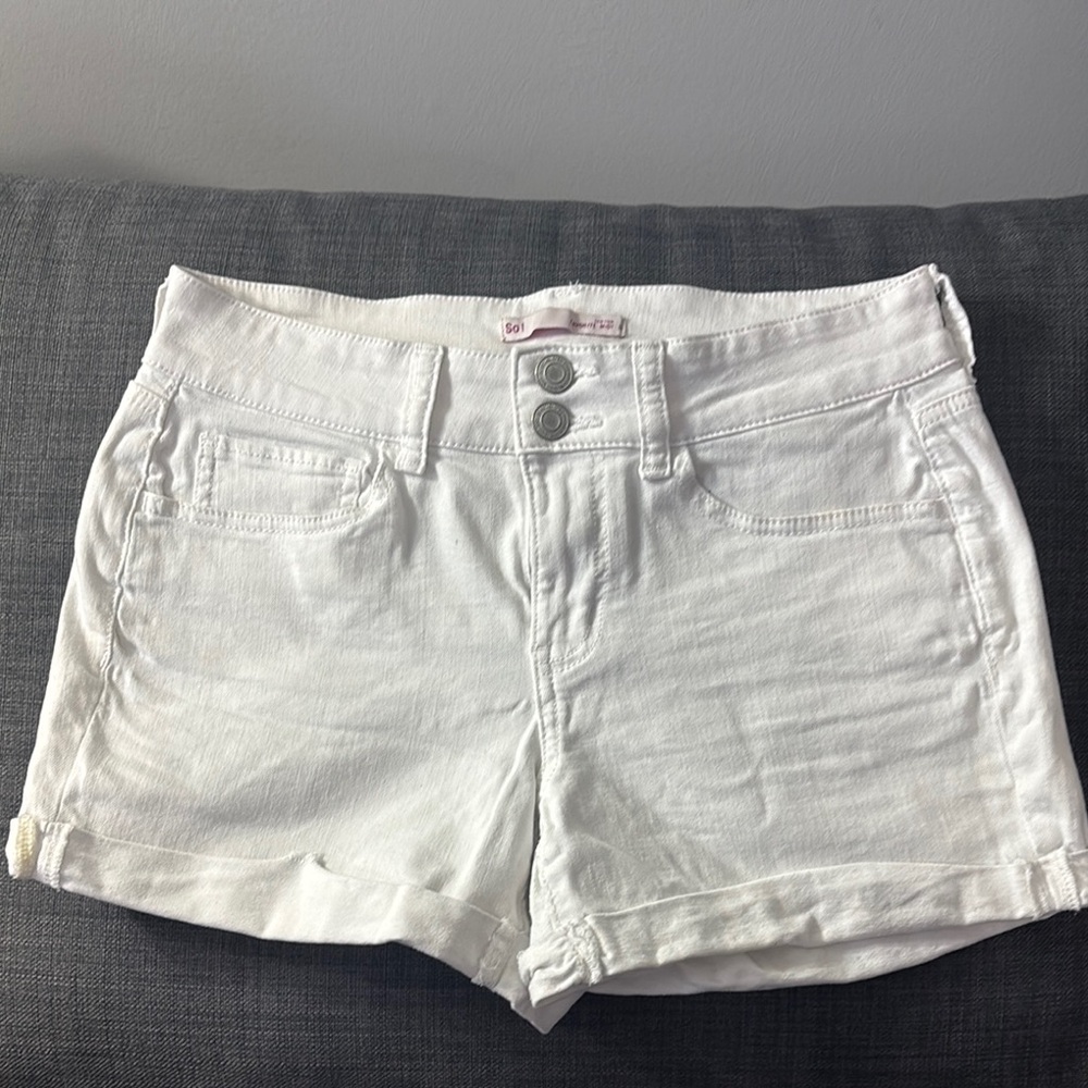 SO White Jean Shorts Denim Cuffed Casual